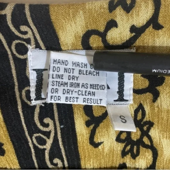 Batik Print Dress Boho Black Tan Small - Picture 4 of 11